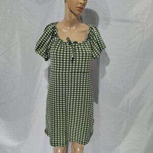 Madewell Women's XS Jacquard Puff-Sleeve Mini Dress in Gingham Check